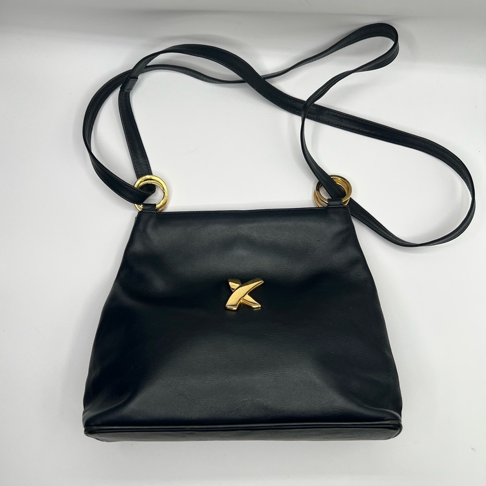 Paloma Picasso Black Shoulder Bag with Gold Accents